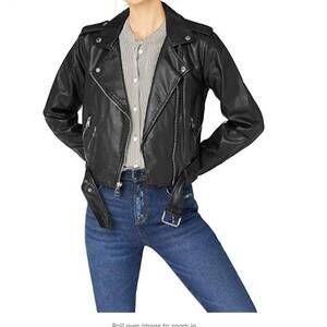 NEW LEVI'S faux leather belted asymmetrical motorcycle jacket in black